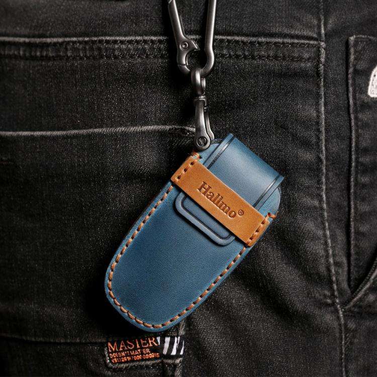 For Toyota North American 2+1-button C012 Crazy Horse Cowhide Car Key Protection Cover(Blue)