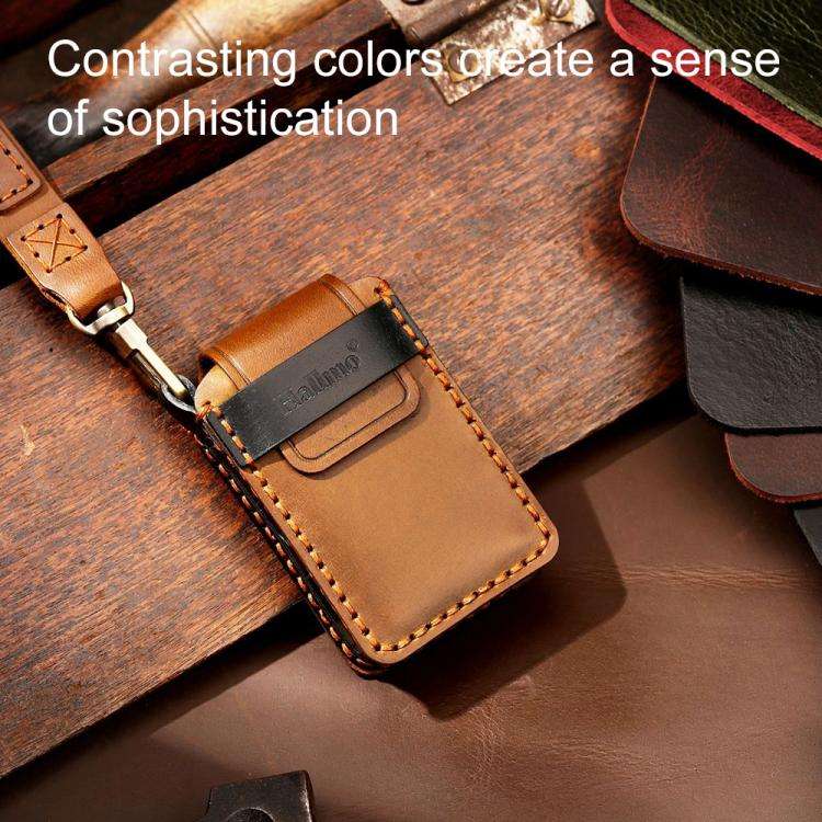 For Volvo XC60 / XC90 / S90 5-button C046 Crazy Horse Cowhide Car Key Protection Cover(Blue)