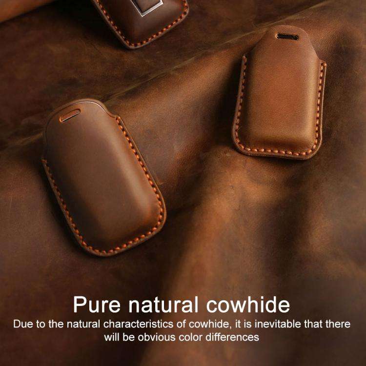For Kia Carnival SX Hallmo E171 Crazy Horse Cowhide Car Key Protection Cover(Black)