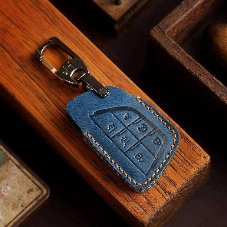 For Buick Envision Plus 2023 Hallmo Crazy Horse Cowhide Car Key Protection Cover(5-button Brown)