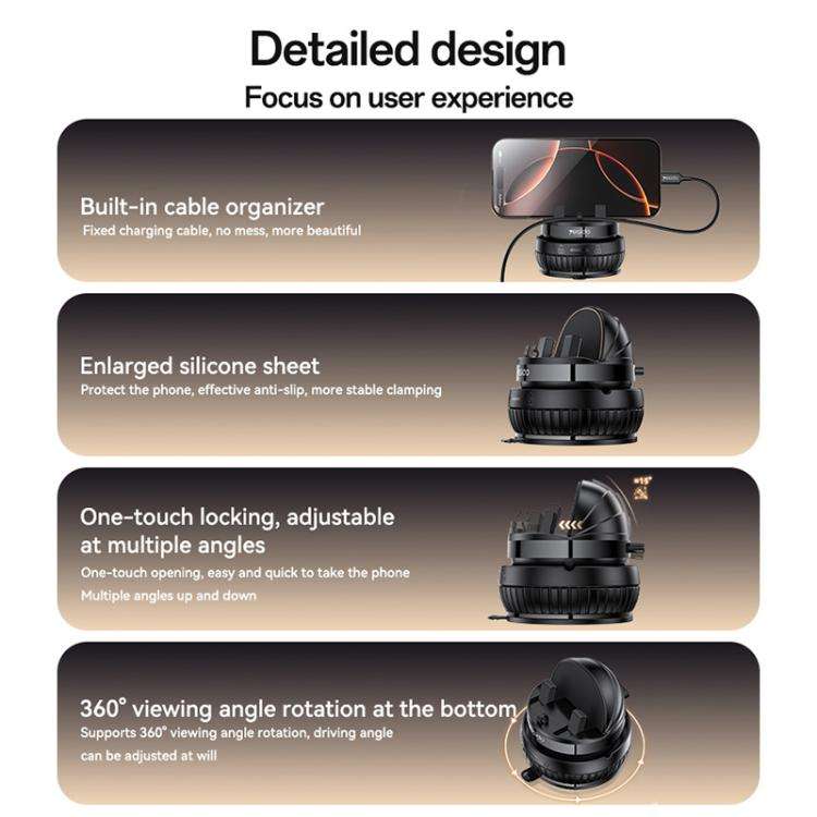 Yesido C272 360 Degree Rotating Car Center Console Phone Holder(Black)