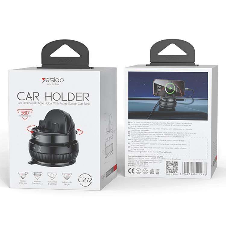Yesido C272 360 Degree Rotating Car Center Console Phone Holder(Black)