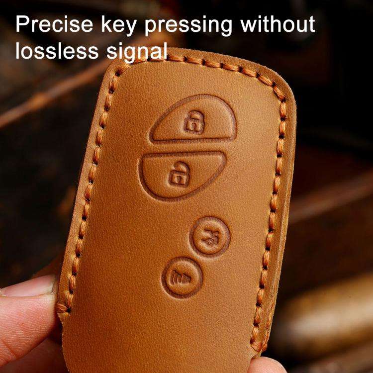 For Lexus RX270 / ES240 / LX570 Hallmo Crazy Horse Cowhide Car Key Protection Cover(3-button Blue)