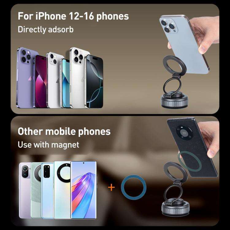 G512 Multifunctional Vacuum Double-Sided Magnetic Car Phone Holder(Grey)