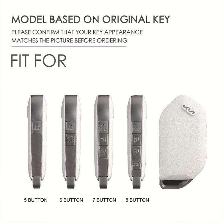 For Kia K3 / K5 2024 Hallmo Crazy Horse Cowhide Car Key Protection Cover(7-button Blue)