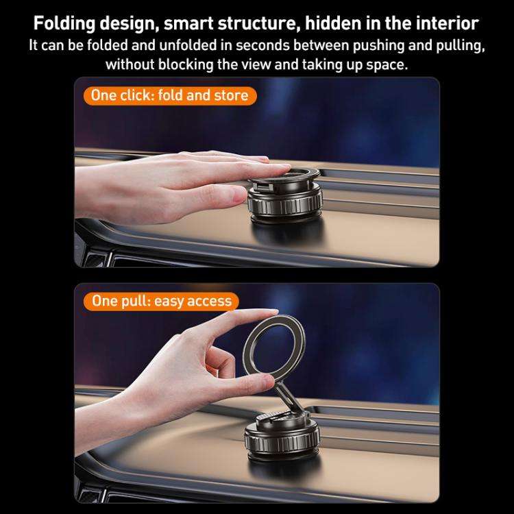 G712 Vacuum Adsorption Foldable Magnetic Car Phone Holder(Silver)