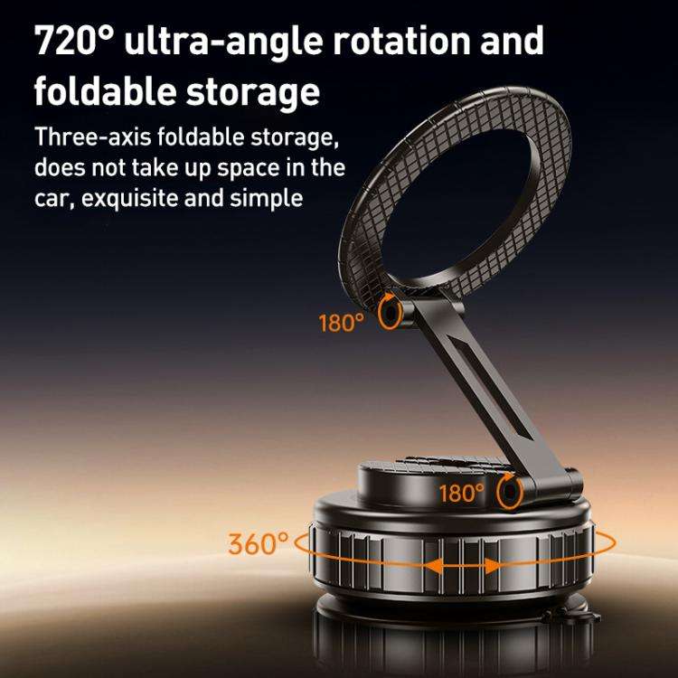 G712 Vacuum Adsorption Foldable Magnetic Car Phone Holder(Silver)