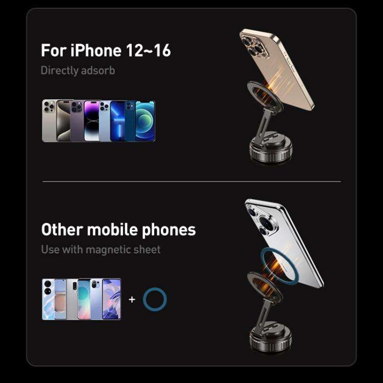 G712 Vacuum Adsorption Foldable Magnetic Car Phone Holder(Silver)