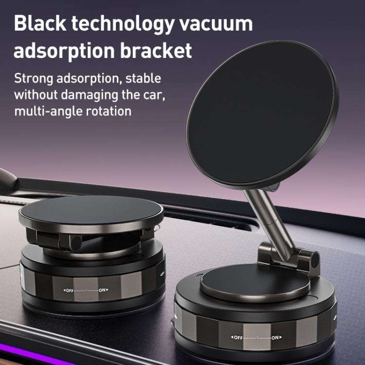 CC-T30-2F Vacuum Adsorption Alloy Magnetic Car Phone Holder(Black)