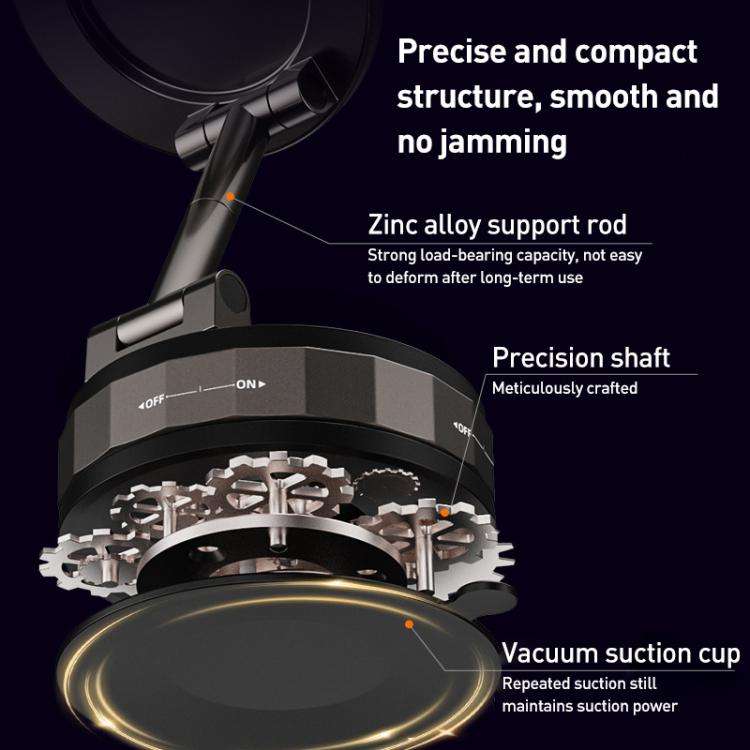 CC-T30-2F Vacuum Adsorption Alloy Magnetic Car Phone Holder(Black)