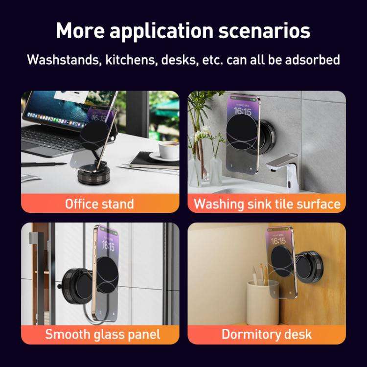 CC-T30-2F Vacuum Adsorption Alloy Magnetic Car Phone Holder(Black)