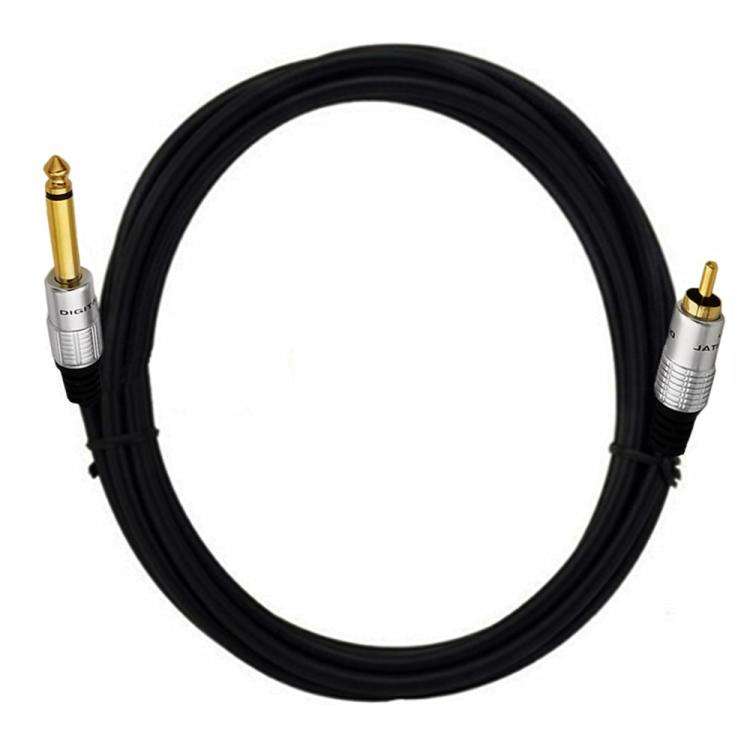 6.35mm Mono Plug Male to RCA Male Audio Adapter Cable for Ampfler, Speaker, Guitar, Length:3m(Black)