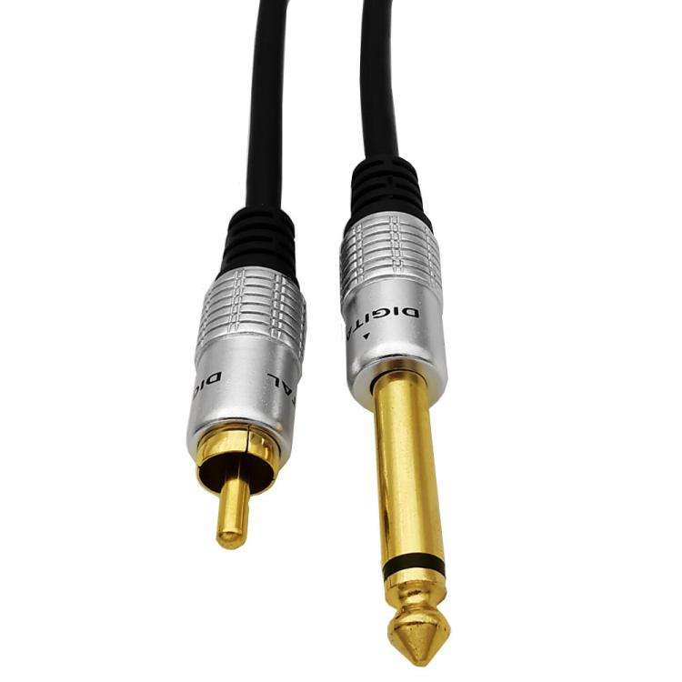 6.35mm Mono Plug Male to RCA Male Audio Adapter Cable for Ampfler, Speaker, Guitar, Length:1.8m(B...