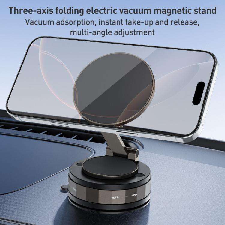 CC-T30-2 Vacuum Adsorption Rotating Magnetic Car Phone Holder(Black)