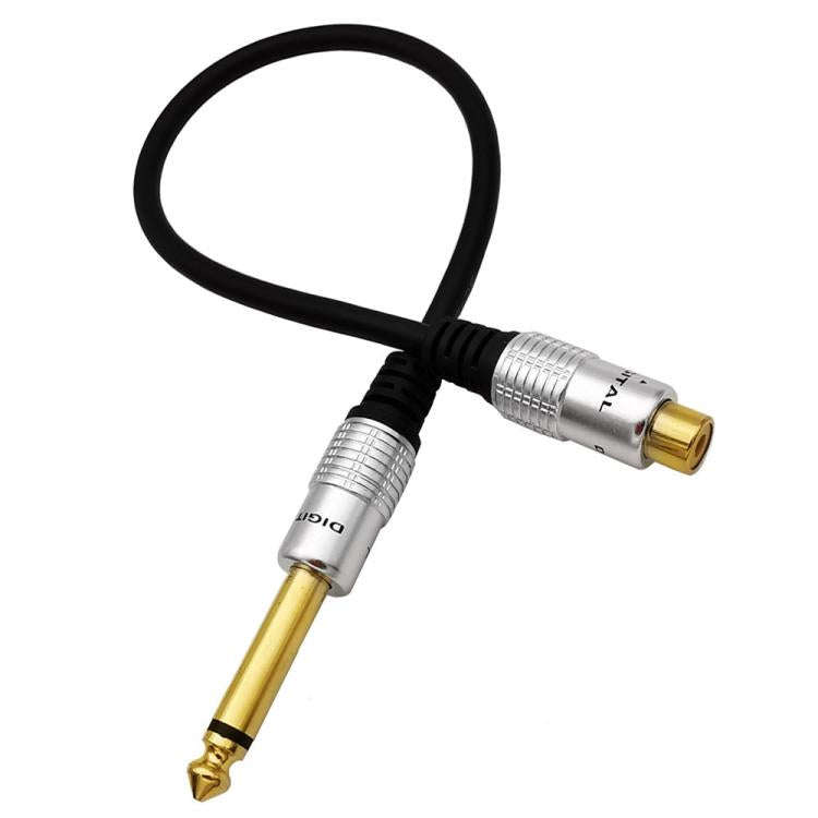 6.35mm Mono Plug Male to RCA Female Audio Adapter Cable for Ampfler, Speaker, Guitar, Length:0.3m...