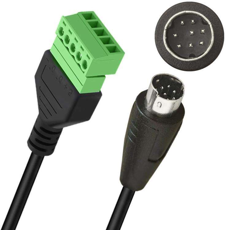 S-Video 8 Pin Male to 5 Pin Female Bolt Screw with Shield Terminals Pluggable Type Adapter Cable,...