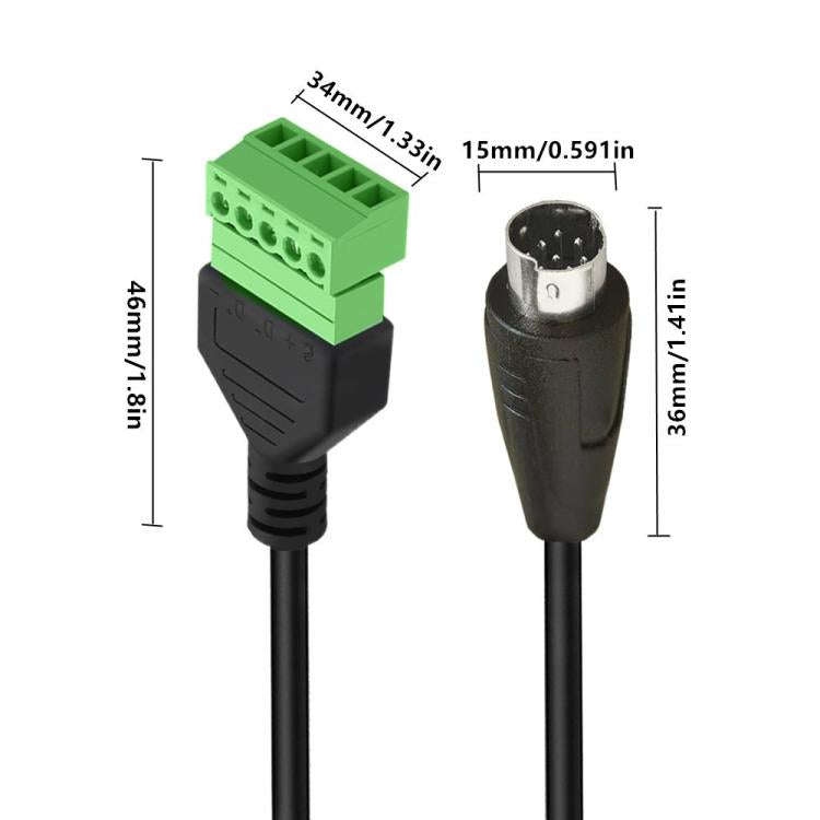 S-Video 8 Pin Male to 5 Pin Female Bolt Screw with Shield Terminals Pluggable Type Adapter Cable,...