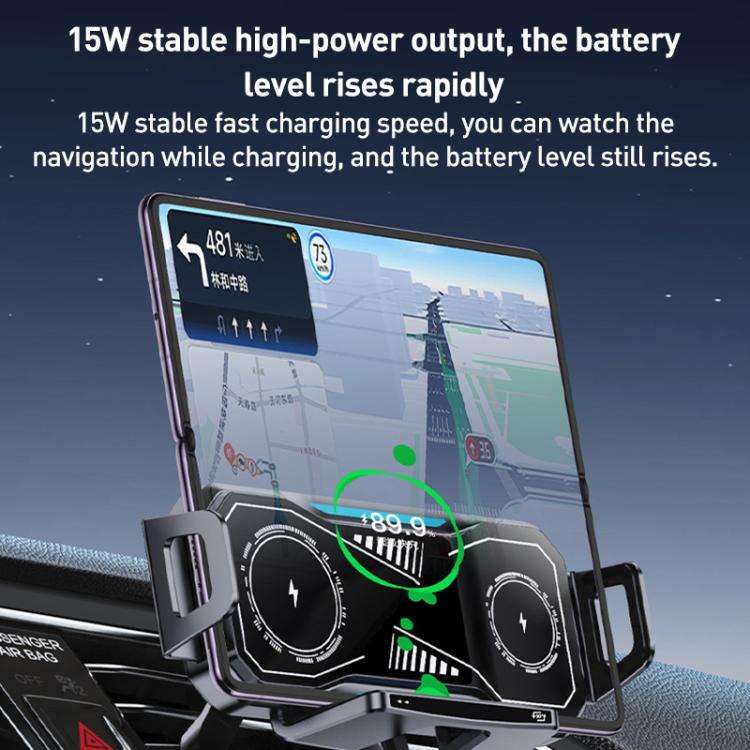 A001 15W Wireless Charging Electric Vacuum Adsorption Car Phone Holder(Black)