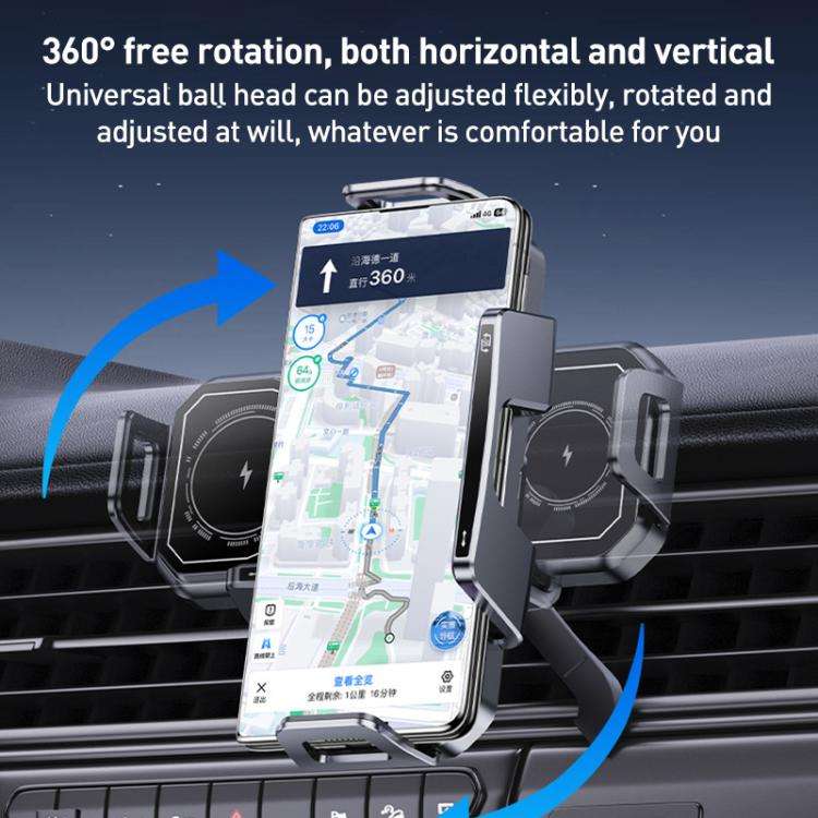 A001 15W Wireless Charging Electric Vacuum Adsorption Car Phone Holder(Black)
