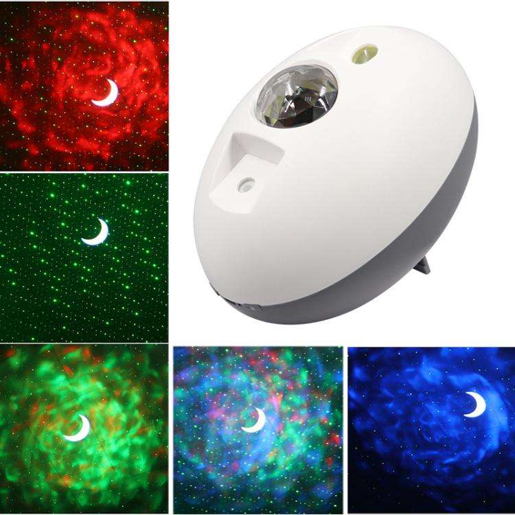 Elliptical Starry Projection Lamp Rechargeable Atmosphere Light, Style:No Remote Control(White Grey)