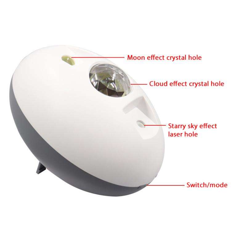 Elliptical Starry Projection Lamp Rechargeable Atmosphere Light, Style:No Remote Control(White Grey)