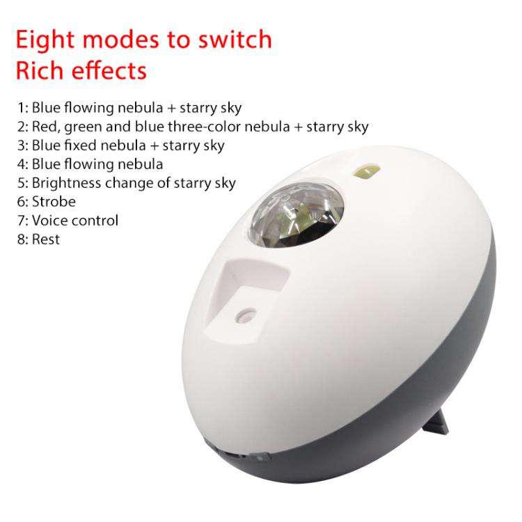 Elliptical Starry Projection Lamp Rechargeable Atmosphere Light, Style:No Remote Control(White Grey)
