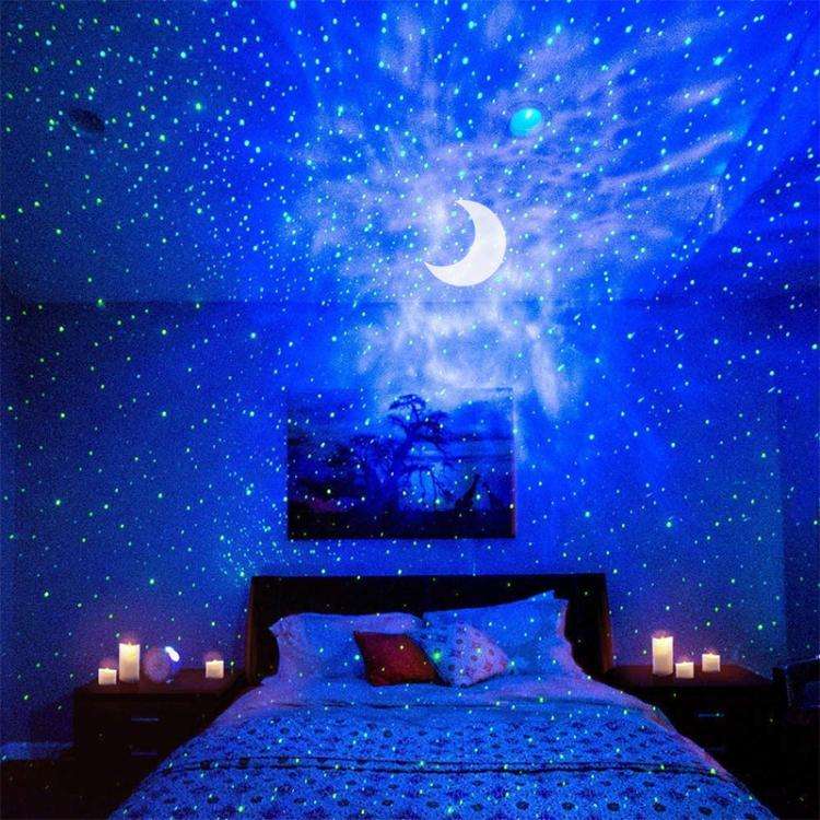 Elliptical Starry Projection Lamp Rechargeable Atmosphere Light, Style:No Remote Control(White Grey)