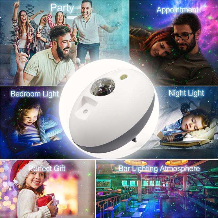 Elliptical Starry Projection Lamp Rechargeable Atmosphere Light, Style:No Remote Control(White Grey)