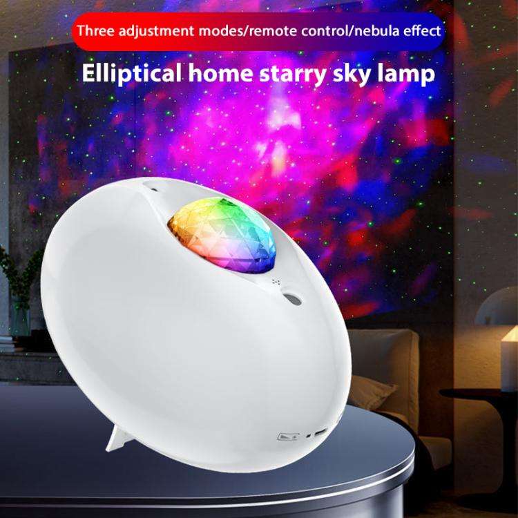 Remote Control Elliptical Starry Projection Lamp Atmosphere Light, Style:Basic Version(White)