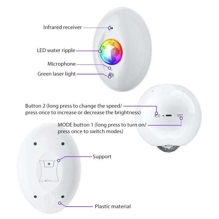 Remote Control Elliptical Starry Projection Lamp Atmosphere Light, Style:Bluetooth Version(White)