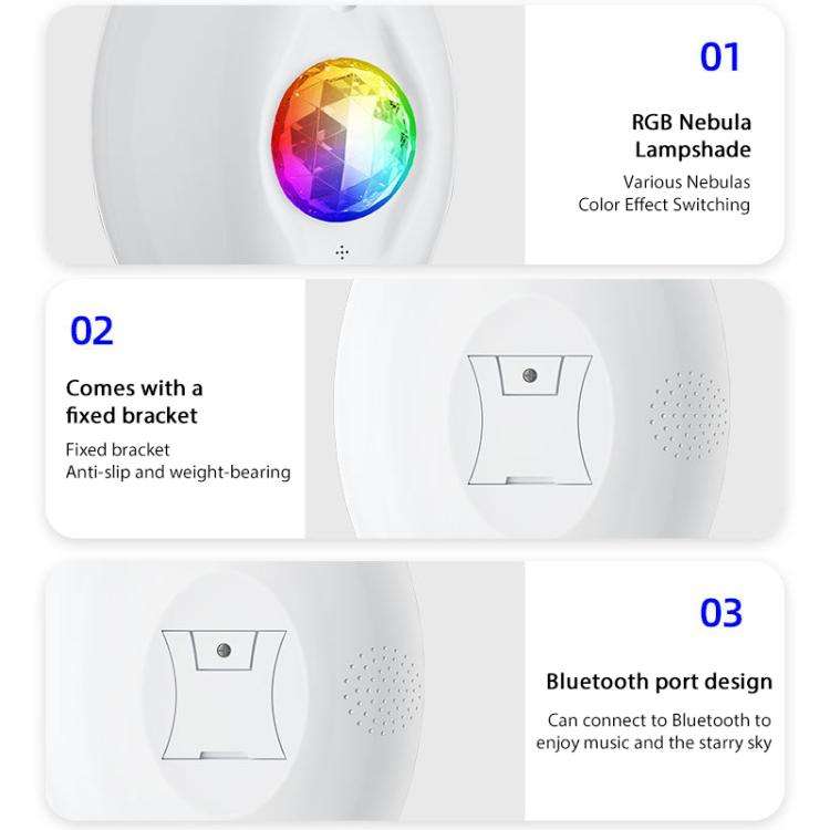 Remote Control Elliptical Starry Projection Lamp Atmosphere Light, Style:Bluetooth Version(White)