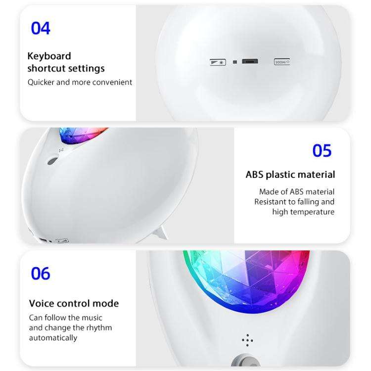 Remote Control Elliptical Starry Projection Lamp Atmosphere Light, Style:Bluetooth Version(White)