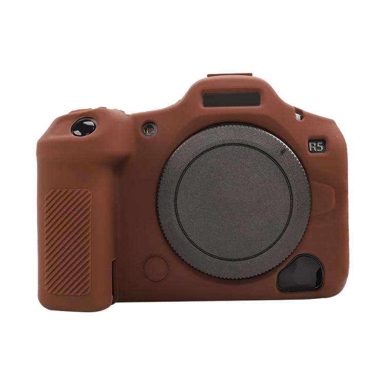 For Canon EOS R5 Mark II / R5II Glossy Soft Silicone Protective Case(Coffee)