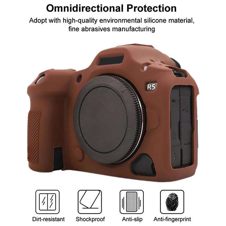 For Canon EOS R5 Mark II / R5II Glossy Soft Silicone Protective Case(Coffee)