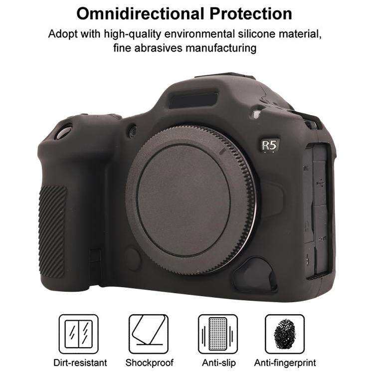 For Canon EOS R5 Mark II / R5II Glossy Soft Silicone Protective Case(Black)