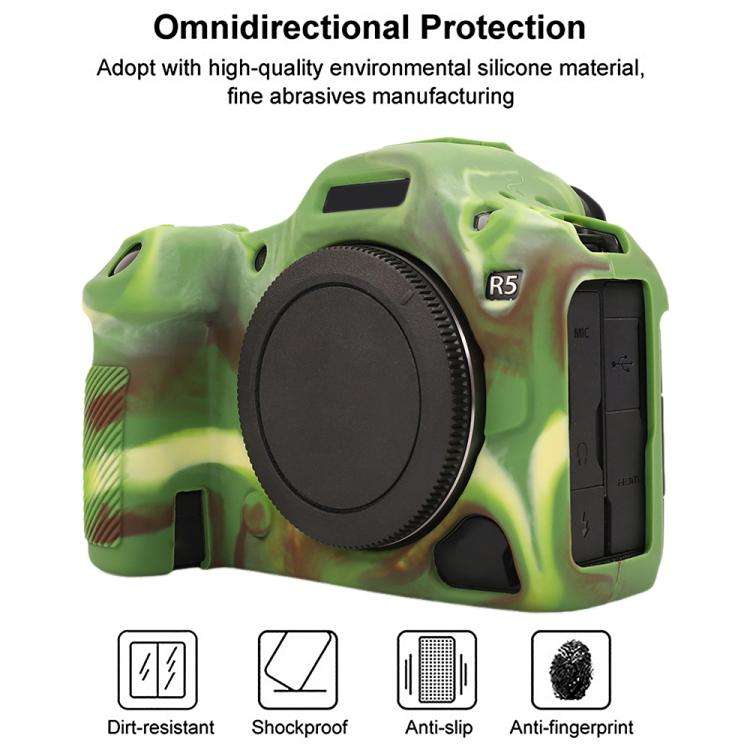For Canon EOS R5 Mark II / R5II Glossy Soft Silicone Protective Case(Camouflage)