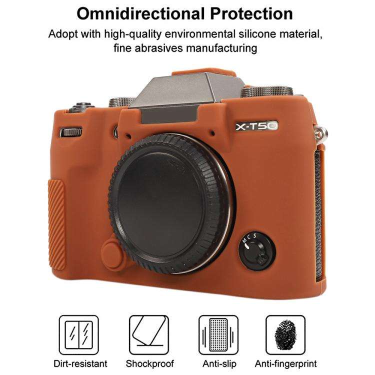 For FUJIFILM X-T50 Glossy Soft Silicone Protective Case(Orange)