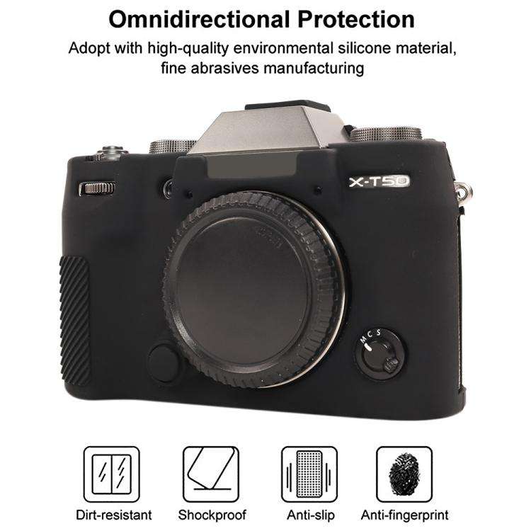 For FUJIFILM X-T50 Glossy Soft Silicone Protective Case(Black)