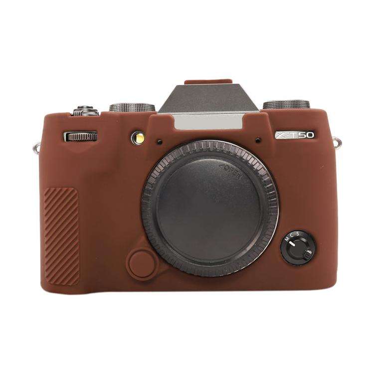 For FUJIFILM X-T50 Glossy Soft Silicone Protective Case(Coffee)