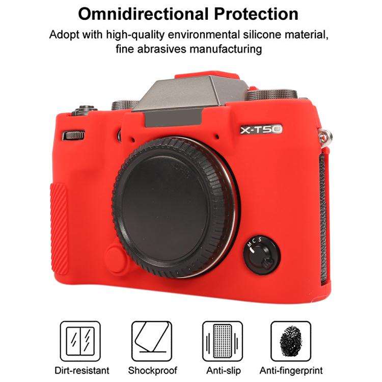For FUJIFILM X-T50 Glossy Soft Silicone Protective Case(Red)