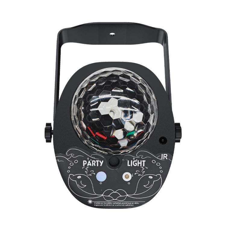 3-in-1 RGB Laser Light LED Stage Voice Control Magic Ball Lamp, Style:With Remote Control(Black)