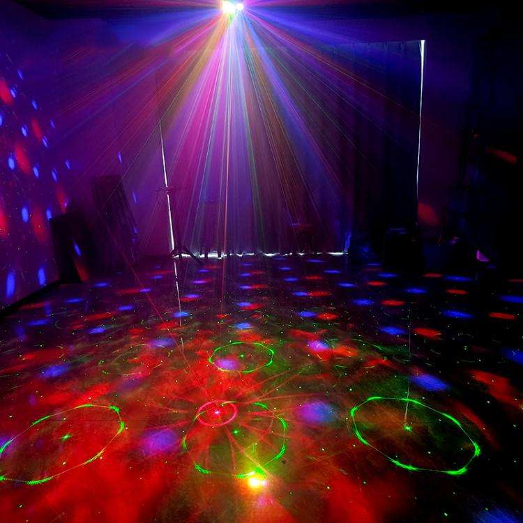 Double Magic Ball Laser Light LED Water Ripple RGB Rotating Stage Lamp, Style:USB-IN(Black)