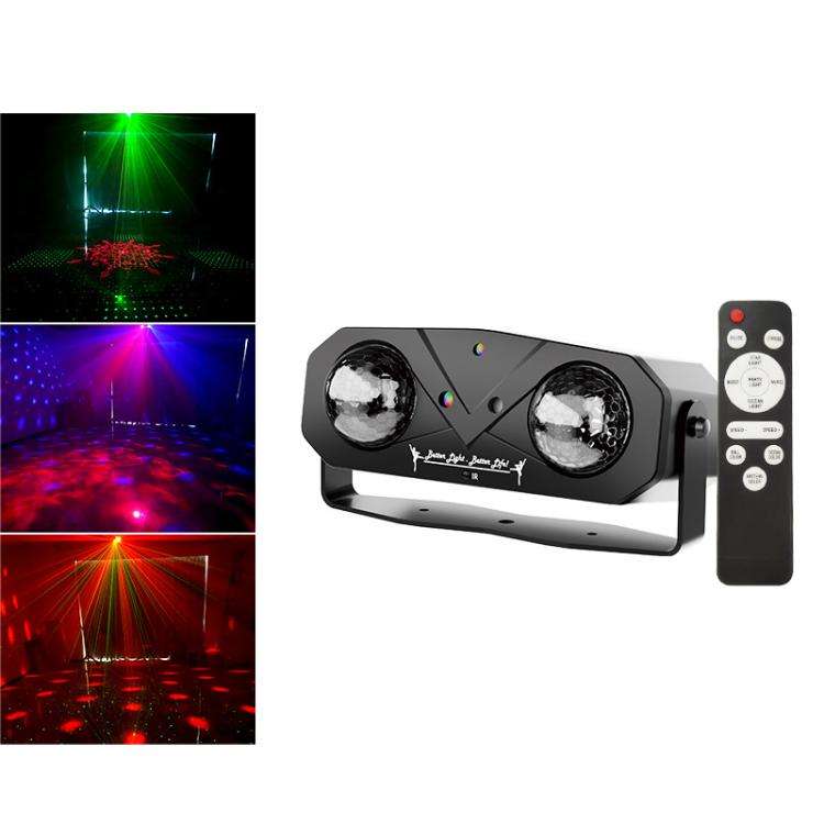 Double Magic Ball Laser Light LED Water Ripple RGB Rotating Stage Lamp, Style:US Plug(Black)