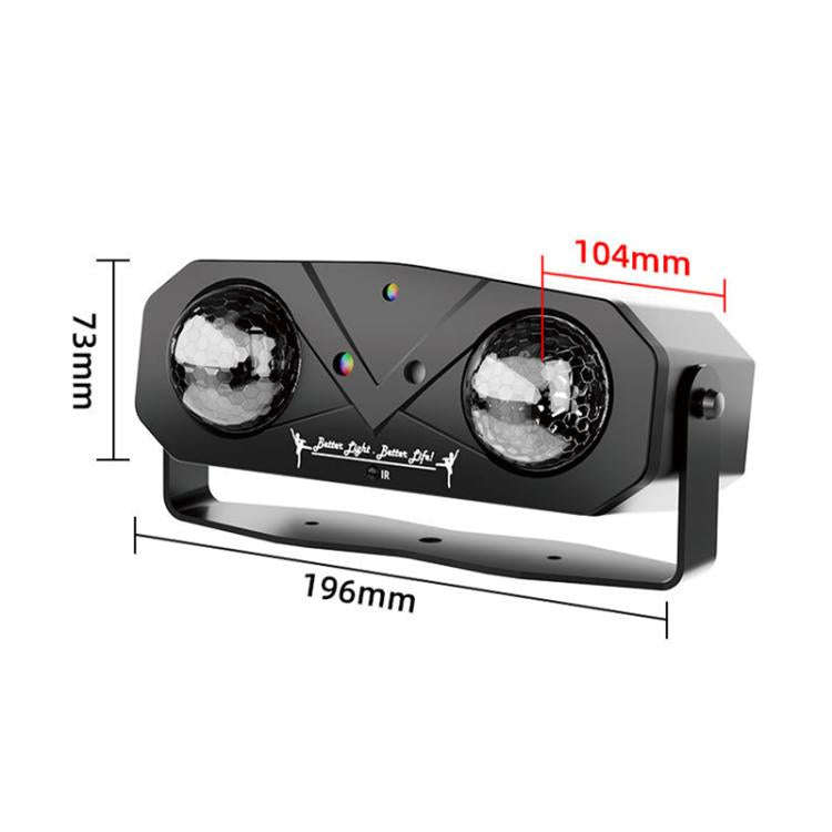 Double Magic Ball Laser Light LED Water Ripple RGB Rotating Stage Lamp, Style:EU Plug(Black)