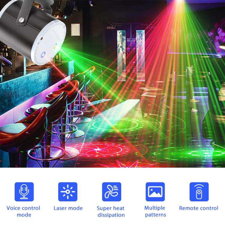 Mini Cylindrical Laser Light LED Stage Starry Projection Lamp, Style:With Remote Control(Black)