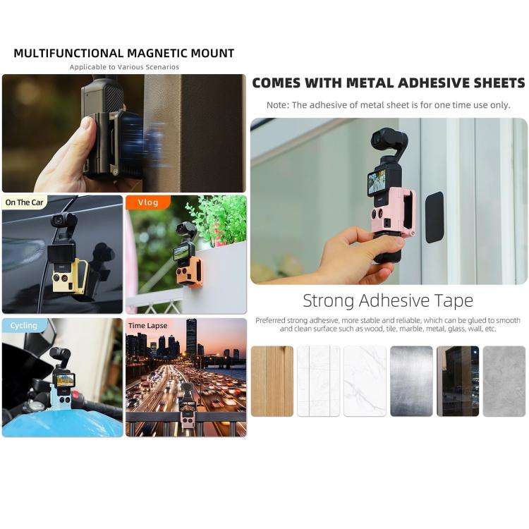 For DJI OSMO Pocket 3 Sunnylife Multifunctional Magnetic Mount Tabletop Base Bracket(Black)
