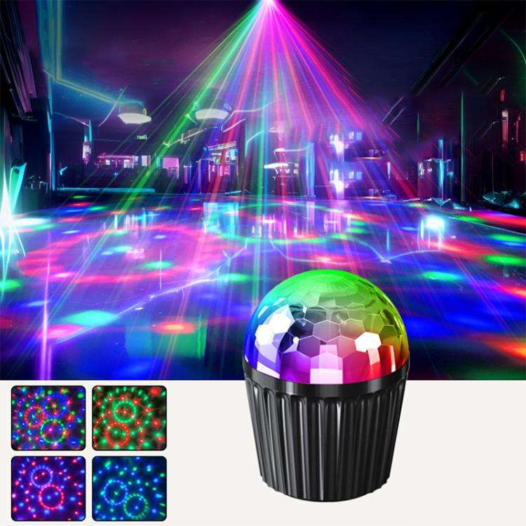 Stripe Magic Ball Light LED RGB Rotating Stage Lamp, Style:No Remote Control(Black)