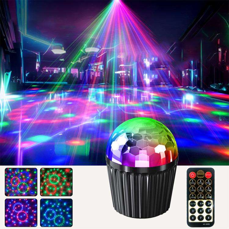 Stripe Magic Ball Light LED RGB Rotating Stage Lamp, Style:With Remote Control(Black)