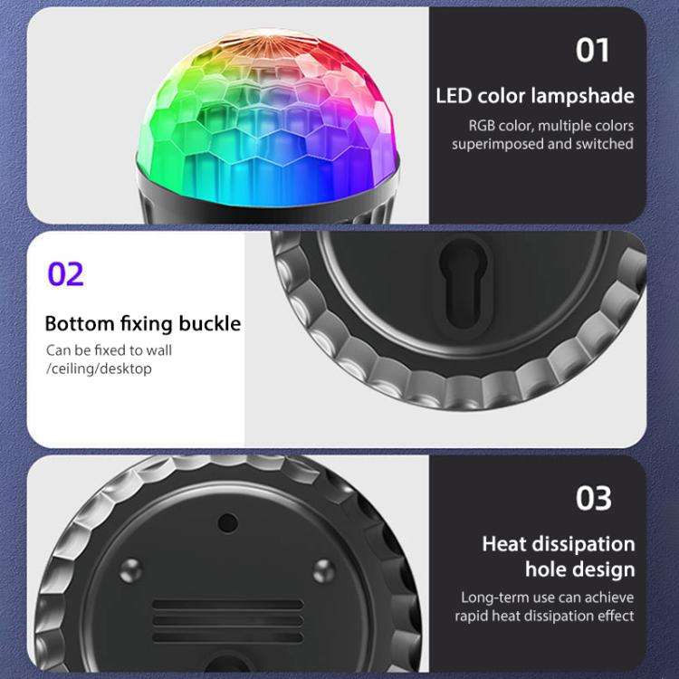 Stripe Magic Ball Light LED RGB Rotating Stage Lamp, Style:With Remote Control(Black)
