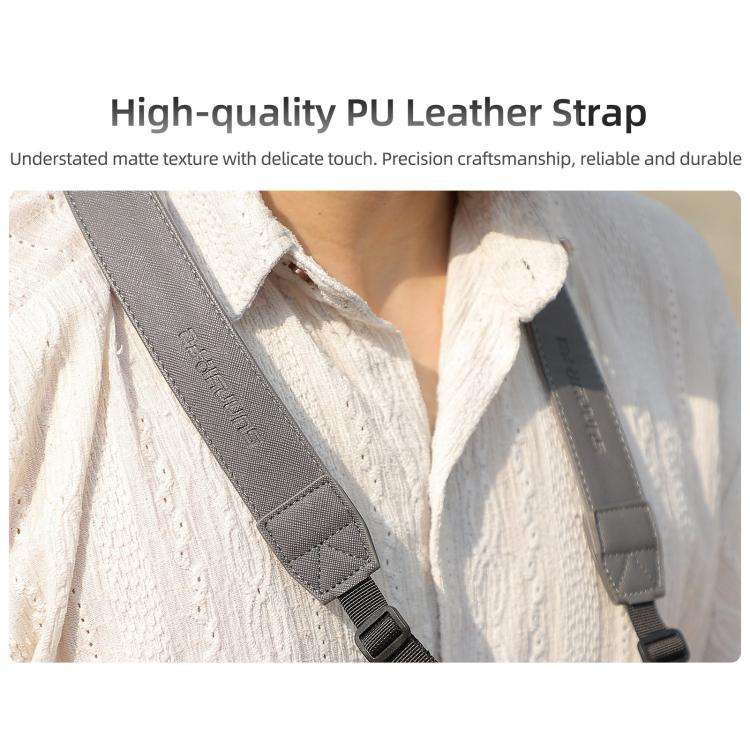 For DJI RC Plus 2 / 1 Sunnylife Controller Hanger Bracket with PU Leather Strap Shoulder Belt(Grey)